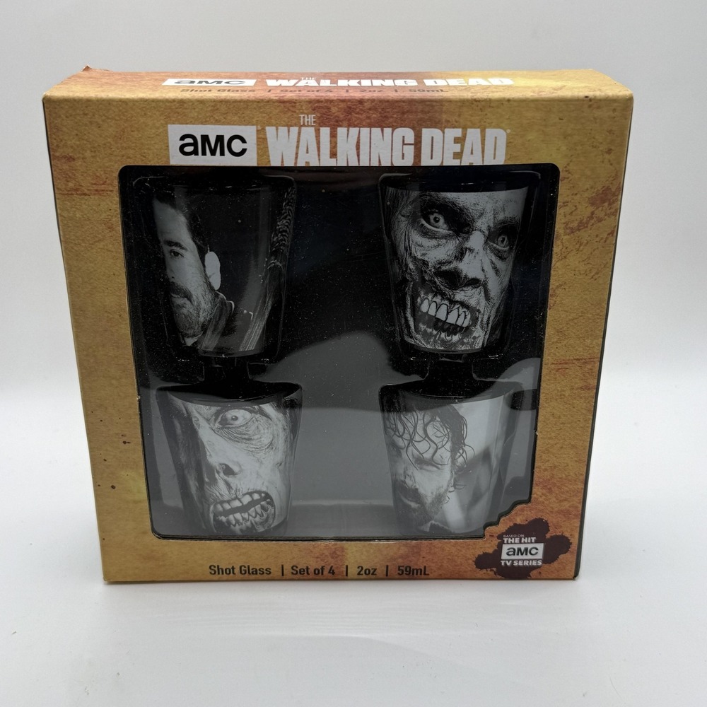 Funko AMC The Walking Dead Black Shot Glasses Set Of 4 2oz 59mL Barware